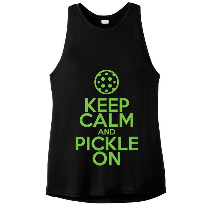 Keep Calm And Pickle On Pickleball TShirt With Pickle Ball Ladies PosiCharge Tri-Blend Wicking Tank