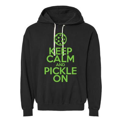 Keep Calm And Pickle On Pickleball TShirt With Pickle Ball Garment-Dyed Fleece Hoodie