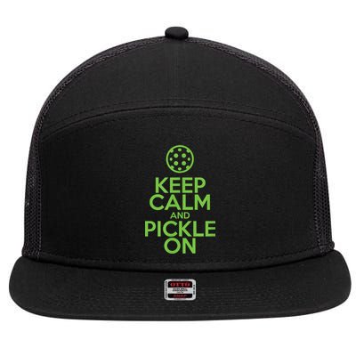 Keep Calm And Pickle On Pickleball TShirt With Pickle Ball 7 Panel Mesh Trucker Snapback Hat