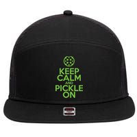Keep Calm And Pickle On Pickleball TShirt With Pickle Ball 7 Panel Mesh Trucker Snapback Hat