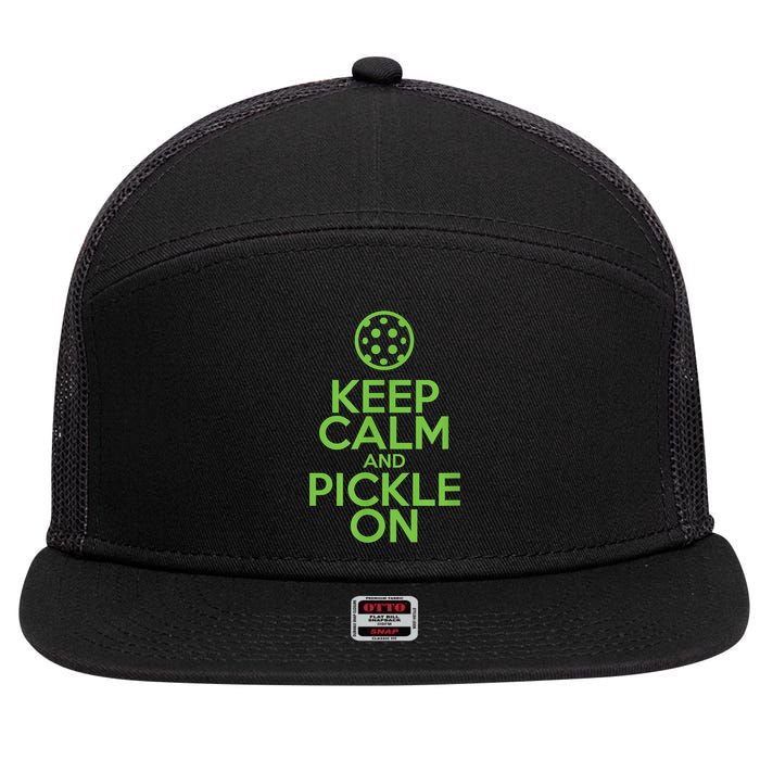 Keep Calm And Pickle On Pickleball TShirt With Pickle Ball 7 Panel Mesh Trucker Snapback Hat