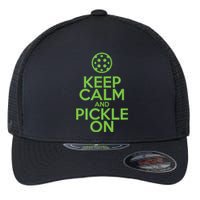 Keep Calm And Pickle On Pickleball TShirt With Pickle Ball Flexfit Unipanel Trucker Cap