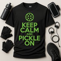 Keep Calm And Pickle On Pickleball TShirt With Pickle Ball Performance Shirt