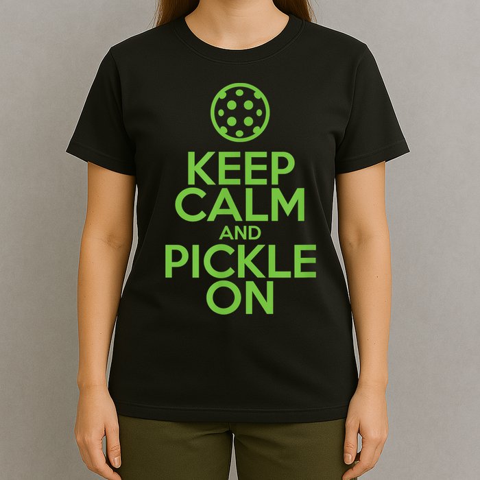 Keep Calm And Pickle On Pickleball TShirt With Pickle Ball T-Shirt