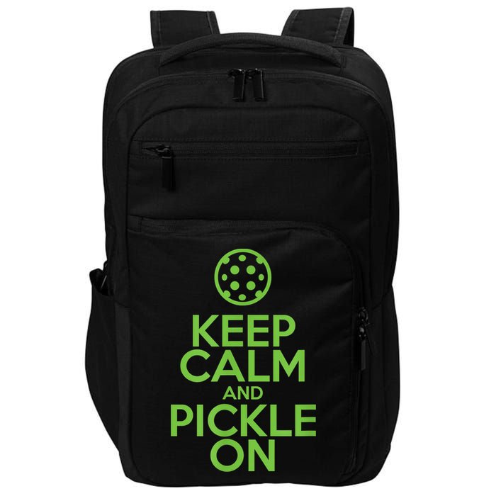 Keep Calm And Pickle On Pickleball TShirt With Pickle Ball Impact Tech Backpack