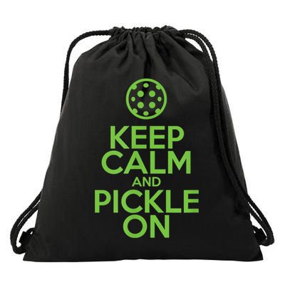 Keep Calm And Pickle On Pickleball TShirt With Pickle Ball Drawstring Bag