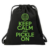 Keep Calm And Pickle On Pickleball TShirt With Pickle Ball Drawstring Bag
