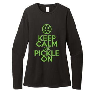 Keep Calm And Pickle On Pickleball TShirt With Pickle Ball Womens CVC Long Sleeve Shirt