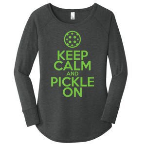 Keep Calm And Pickle On Pickleball TShirt With Pickle Ball Women's Perfect Tri Tunic Long Sleeve Shirt