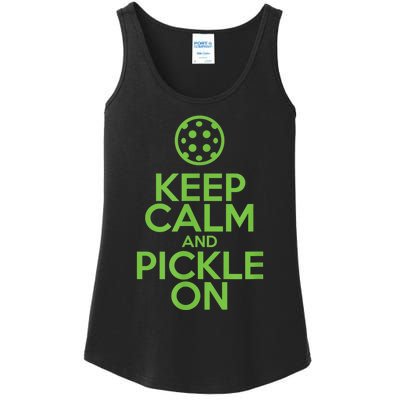 Keep Calm And Pickle On Pickleball TShirt With Pickle Ball Ladies Essential Tank