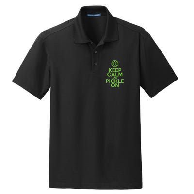 Keep Calm And Pickle On Pickleball TShirt With Pickle Ball Dry Zone Grid Polo