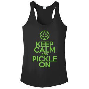 Keep Calm And Pickle On Pickleball TShirt With Pickle Ball Ladies PosiCharge Competitor Racerback Tank