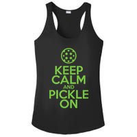 Keep Calm And Pickle On Pickleball TShirt With Pickle Ball Ladies PosiCharge Competitor Racerback Tank