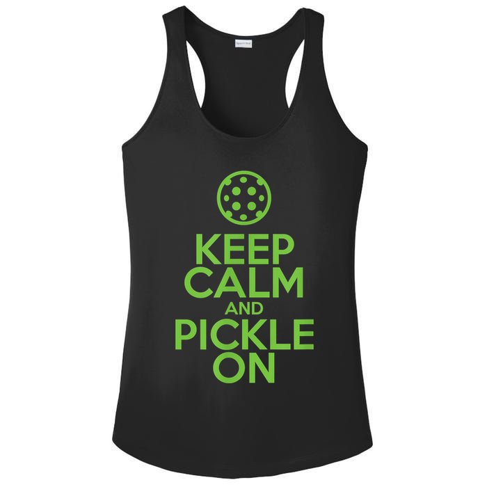 Keep Calm And Pickle On Pickleball TShirt With Pickle Ball Ladies PosiCharge Competitor Racerback Tank
