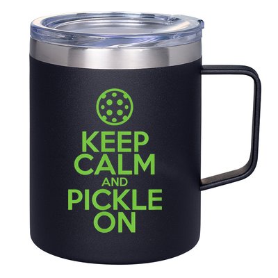 Keep Calm And Pickle On Pickleball TShirt With Pickle Ball 12oz Stainless Steel Coffee Mug