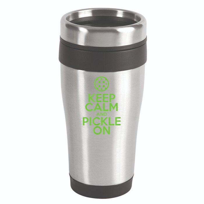 Keep Calm And Pickle On Pickleball TShirt With Pickle Ball 16oz Travel Tumbler