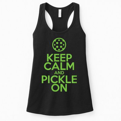 Keep Calm And Pickle On Pickleball TShirt With Pickle Ball Womens Tank Top