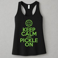 Keep Calm And Pickle On Pickleball TShirt With Pickle Ball Womens Tank Top