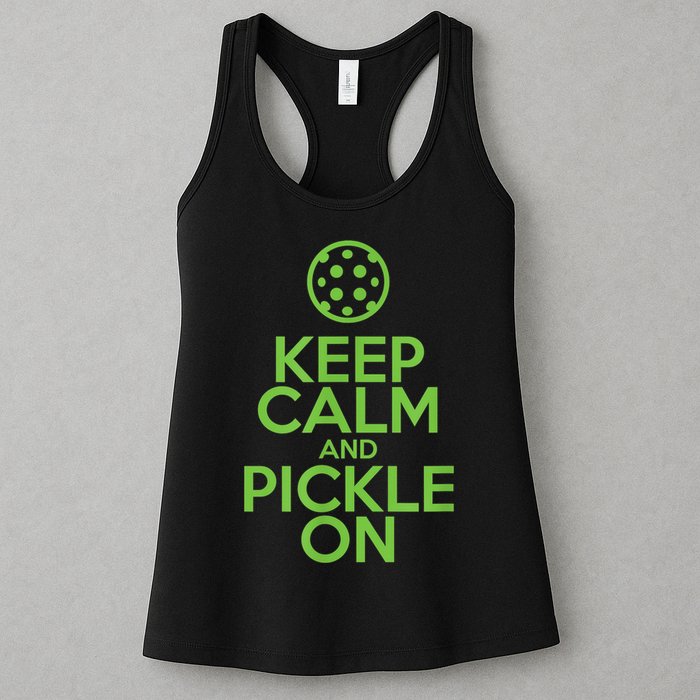 Keep Calm And Pickle On Pickleball TShirt With Pickle Ball Womens Tank Top