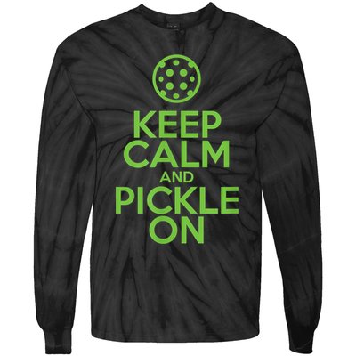 Keep Calm And Pickle On Pickleball TShirt With Pickle Ball Tie-Dye Long Sleeve Shirt