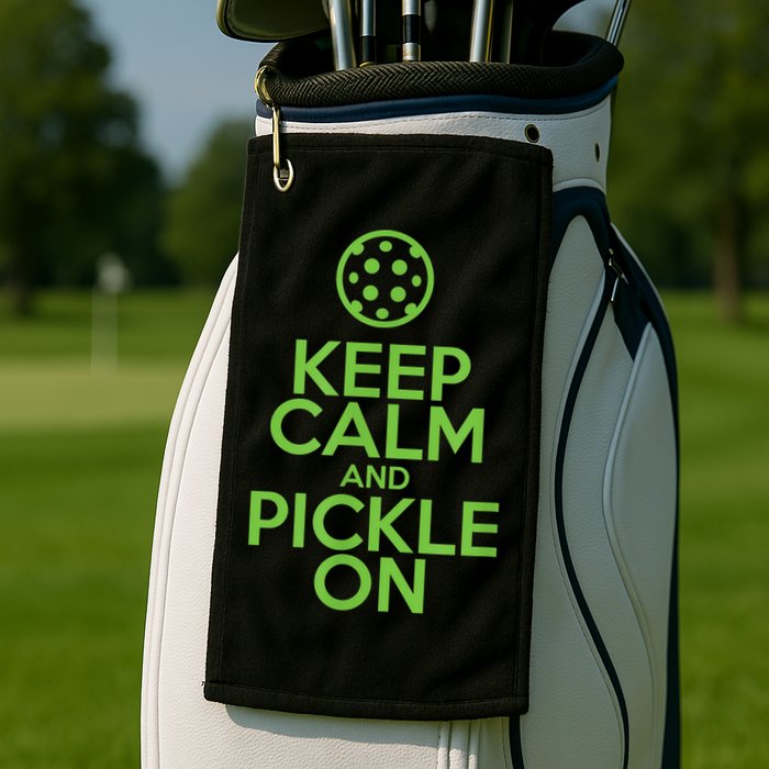 Keep Calm And Pickle On Pickleball TShirt With Pickle Ball Golf Towel
