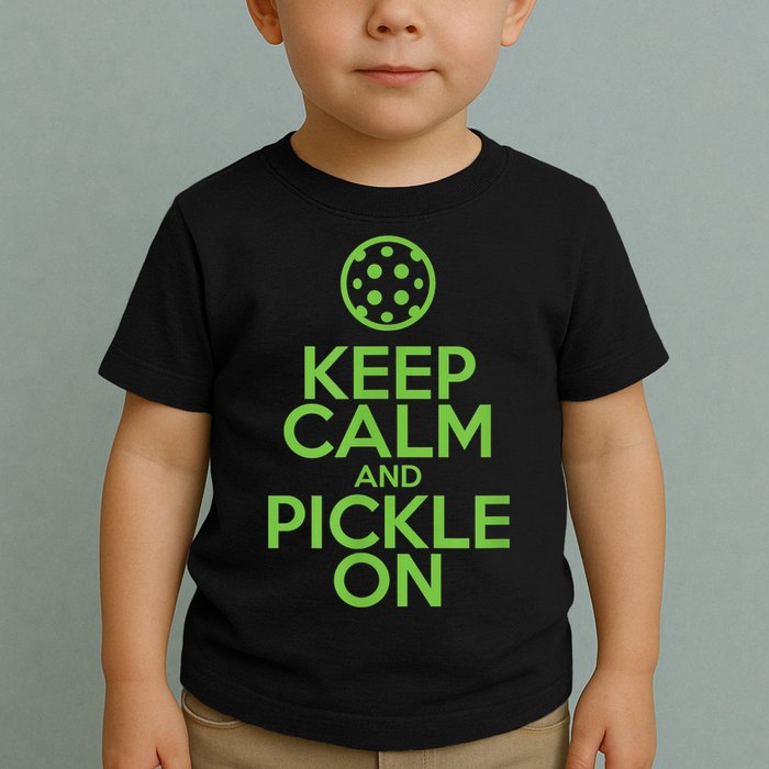 Keep Calm And Pickle On Pickleball TShirt With Pickle Ball Toddler T-Shirt