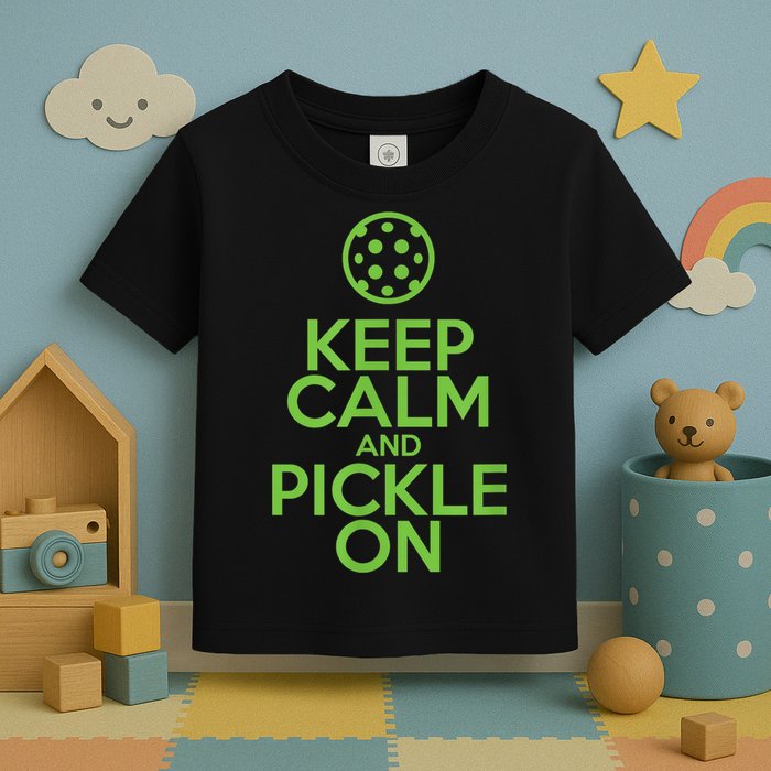Keep Calm And Pickle On Pickleball TShirt With Pickle Ball Toddler T-Shirt
