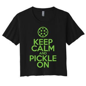 Keep Calm And Pickle On Pickleball TShirt With Pickle Ball Women's Crop Top Tee