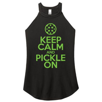 Keep Calm And Pickle On Pickleball TShirt With Pickle Ball Women's Perfect Tri Rocker Tank