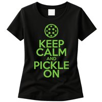 Keep Calm And Pickle On Pickleball TShirt With Pickle Ball Womens T-Shirt