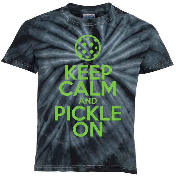 Keep Calm And Pickle On Pickleball TShirt With Pickle Ball Kids Tie-Dye T-Shirt