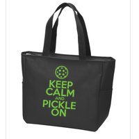 Keep Calm And Pickle On Pickleball TShirt With Pickle Ball Zip Tote Bag