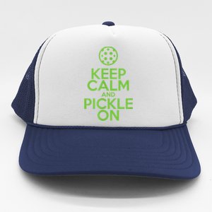 Keep Calm And Pickle On Pickleball TShirt With Pickle Ball Trucker Hat