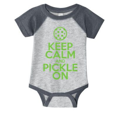Keep Calm And Pickle On Pickleball TShirt With Pickle Ball Infant Baby Jersey Bodysuit