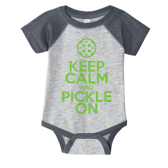 Keep Calm And Pickle On Pickleball TShirt With Pickle Ball Infant Baby Jersey Bodysuit
