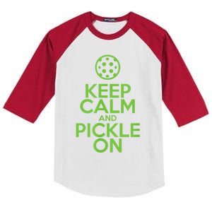 Keep Calm And Pickle On Pickleball TShirt With Pickle Ball Kids Colorblock Raglan Jersey