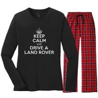 Keep Calm And Drive A Land Rover Funny Women's Long Sleeve Flannel Pajama Set 