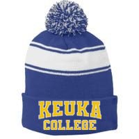 Keuka College Apparel Sports Fan Stripe Pom Pom Beanie