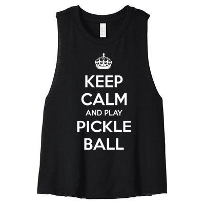 KEEP CALM AND PLAY PICKLEBALL Women's Racerback Cropped Tank