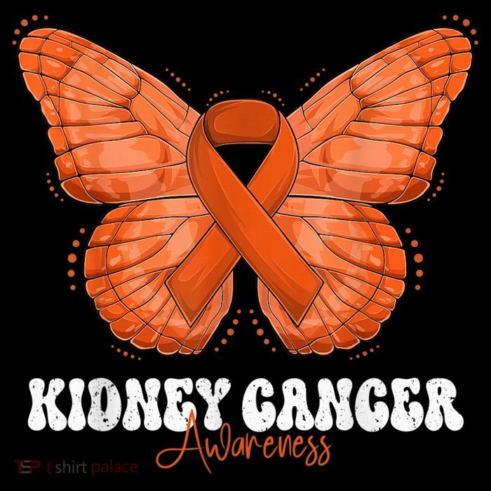 Kidney Cancer Awareness Month Orange Ribbon Butterfly Tall T-Shirt