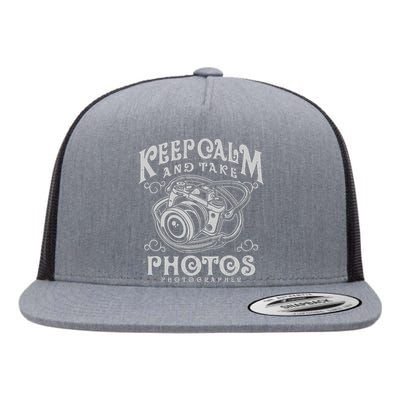 Keep Calm And Take Photos Flat Bill Trucker Hat