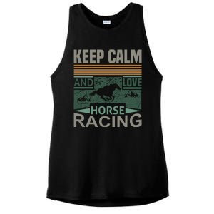 Keep Calm And Love Horse Racing Ladies PosiCharge Tri-Blend Wicking Tank