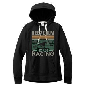 Keep Calm And Love Horse Racing Women's Fleece Hoodie