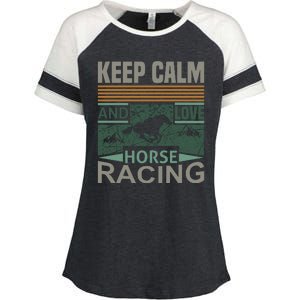 Keep Calm And Love Horse Racing Enza Ladies Jersey Colorblock Tee