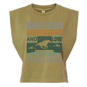 Keep Calm And Love Horse Racing Garment-Dyed Women's Muscle Tee