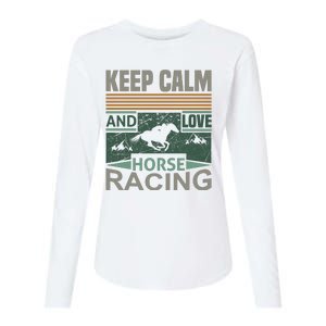 Keep Calm And Love Horse Racing Womens Cotton Relaxed Long Sleeve T-Shirt