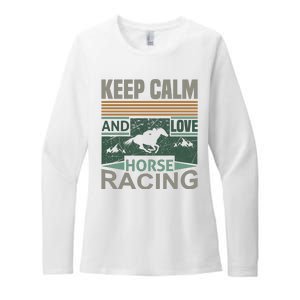 Keep Calm And Love Horse Racing Womens CVC Long Sleeve Shirt