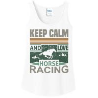 Keep Calm And Love Horse Racing Ladies Essential Tank