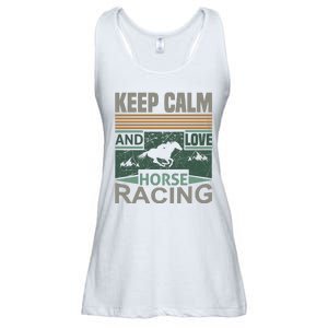 Keep Calm And Love Horse Racing Ladies Essential Flowy Tank