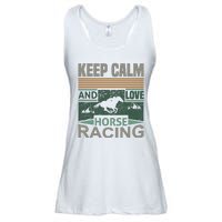 Keep Calm And Love Horse Racing Ladies Essential Flowy Tank